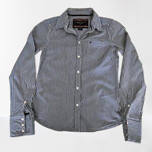 American Eagle Blue/White Button Down Long Sleeve Shirt SIZE 2